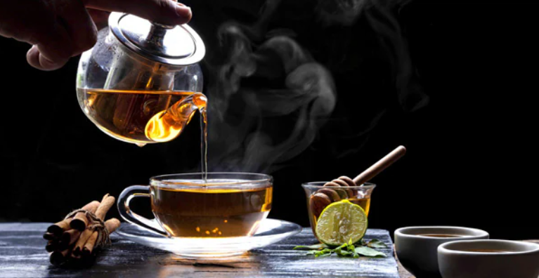 drinking coffee with lemon